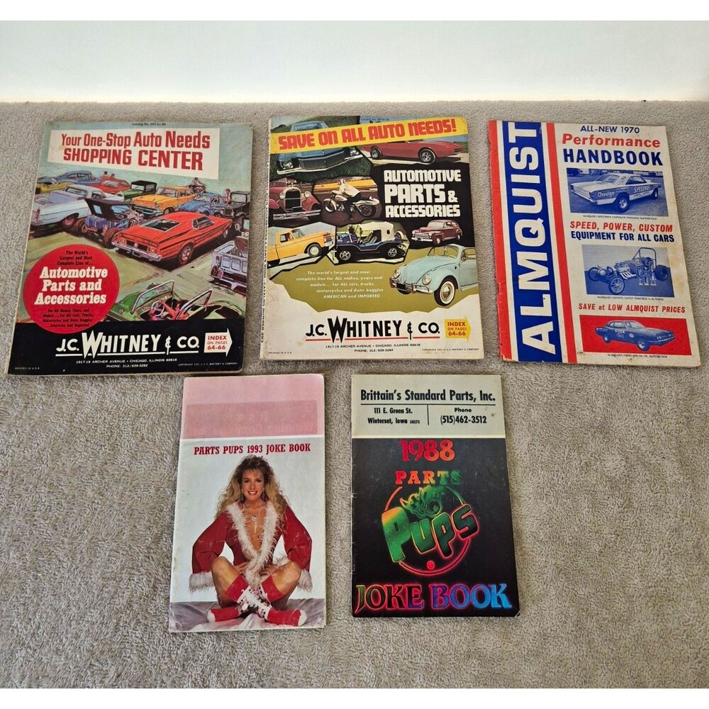 Vintage Auto Catalog Lot JC Whitney Almquist Parts Pups 1970s Hot Rod Car Parts